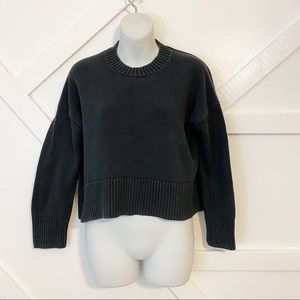 Everlane Textured Cotton Crew Neck Sweater Black